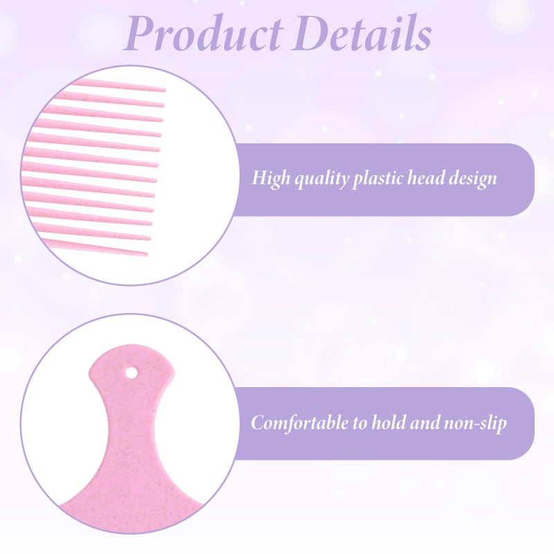 Zyghjort Hair Picks for Women, 3 Pcs Hair Pick Comb Plastic Wide Tooth Afro Picks for Women Curly Detangling Hairstyling Tools (Macaron Color) - Image 3